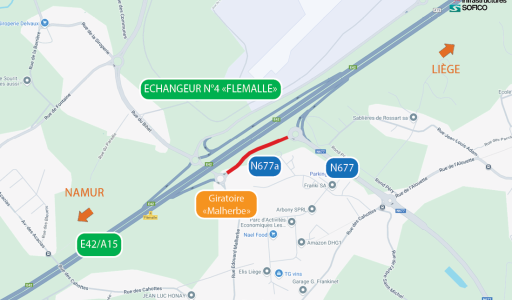 Des travaux débutent lundi près de l'échangeur de Flémalle sur l'autoroute E42